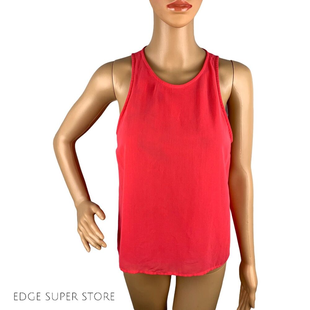 H&M Coral Hot Pink Scoop Neck Sleeveless Casual Tank Top Blouse Size 4